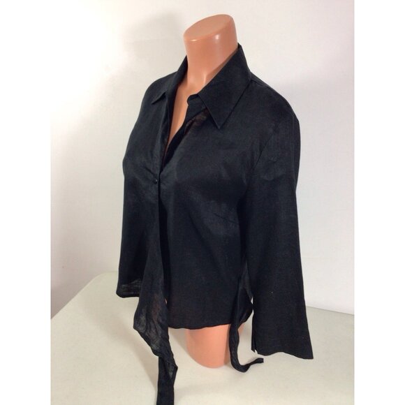 Studio Jax Linen Wrap Shirt Womens 8 - Picture 8 of 8